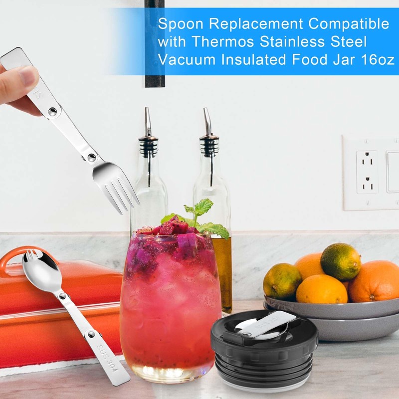3pcs Folding Spoon and Fork for Thermos Funtainer Food Jar