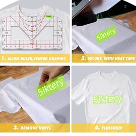 T-Shirt Ruler Guide for Shirt, Shirt Ruler for Centring the Design, T Shirt Measuring Tool with Heating Tape for Heat Press, Sublimation, Heat Transfer Acrylic Ruler for All Sizes