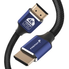 Fosmon - Cable HDMI 2.0 4K@60Hz 15 pies, certificado premium en pared CL3 clasificado, 18Gbps de alta velocidad, HDR, HDCP 2.2/1.4, 3D, ARC, 30AWG algodón trenzado compatible con UHD TV, monitor, consola