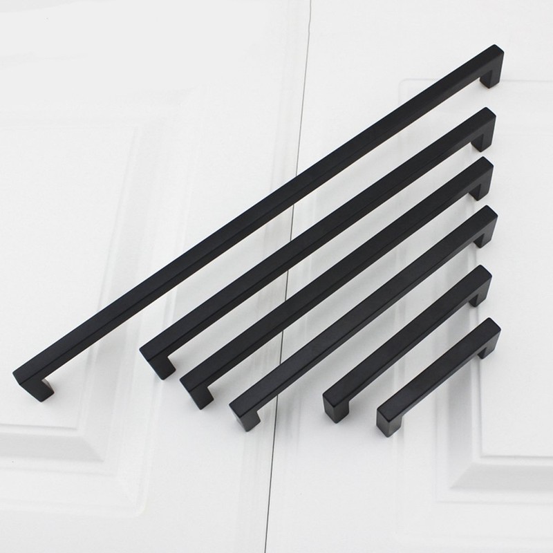 Goldenwarm 1 Pack Black Square Bar Cabinet Pull Drawer Handle