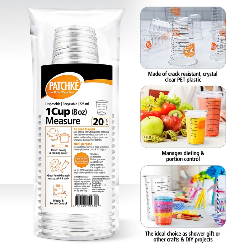 Disposable Measuring Cups For Resin 8 Oz - Clear Plastic