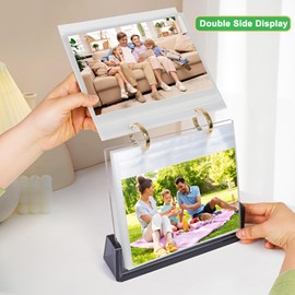 5x7 Acrylic Landscap Photo Album Desktop Standing Flip Photo Album on Stand Horizontal Photo Collection Tabletop