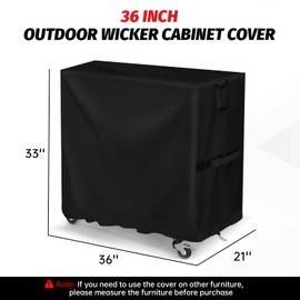Isamant Prep Grill Table Cover,36 Inch Waterproof Outdoor Wicker Storage Cabinet Cover,Patio Bar Cart Table Cover - 36 x 21 x 33 Inch