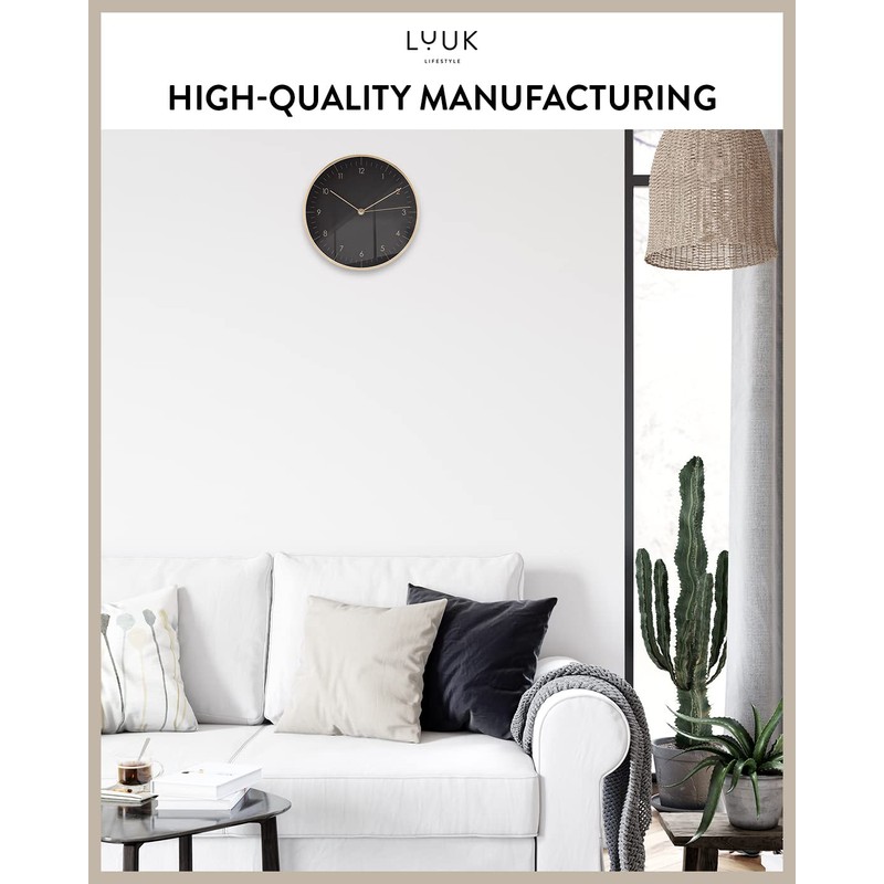 LUUK LIFESTYLE Modern wall clock with silent movement and no
