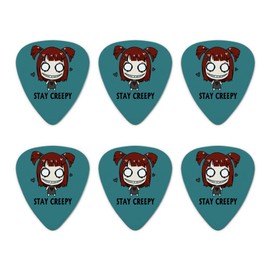 Stay Creepy Girl with Hearts and Bow Novelty Guitar Picks Medium Gauge - Set of 6