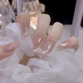 Set of 24 Cats Eye Nails Nice Fresh Style Sweet Girls Nail Tips