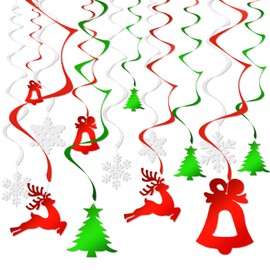 NIXRET Christmas Ceiling Decorations, 30 Pcs Hanging Swirl Decorations Indoor, Christmas Hanging Foil Swirl Decorations Set for Xmas New Year Holiday Party Decoration