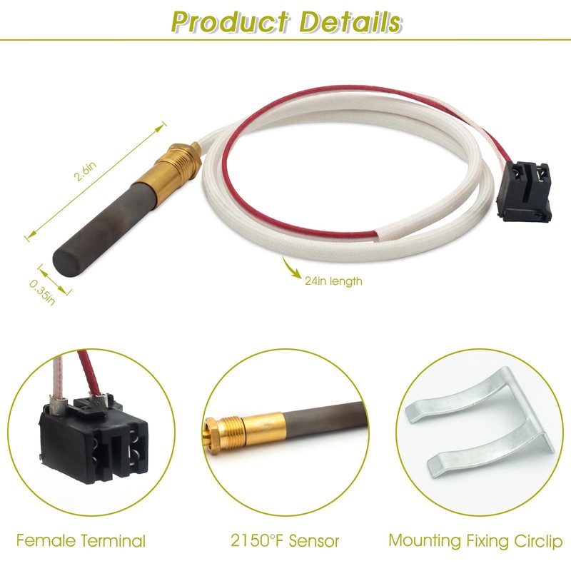 Hoeine Natural/LP Thermopile for Water Heater Replacement Parts Compatible with