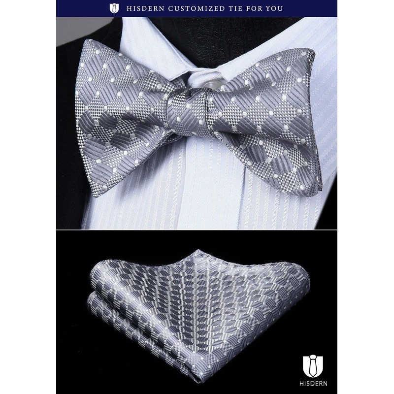 HISDERN BC-01 Men's Paisley Bow Tie Set, Hand Tied, Includes