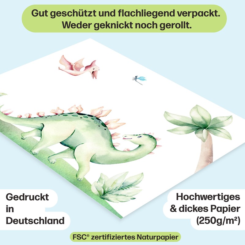 CreativeRobin Dino Poster Set I Cute Baby Room Decoration