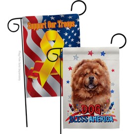 Breeze Decor Patriotic Red Chow Garden Flag Pack Dog Puppy Spoiled Paw Canine Fur Pet Nature Farm Animal Creature Support Our Troops House Banner Small Yard Gift Double-Sided, Made in USA