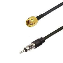 RedYutou SMA Male to DIN Plug AM/FM Male Adapter RG174 Coax Cable 20 inches Pigtail Jumper Antenna Extention