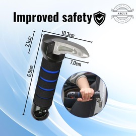 ARCUS Car Door Assist Handle - 3 in 1 Multi-Functional Armrest - Disabled Mobility Aid for Elderly Support - Portable Car Grab Bar - Window Breaker & Seatbelt Cutter Function - Emergency Tool