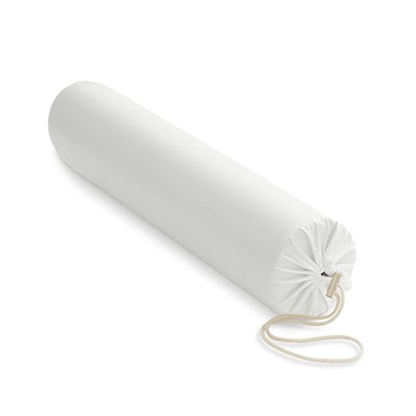 Saloniture Waterproof Cylinder Pillow Case Cover for Massage Table Bolsters - 30 x 6 Inch with Drawstring Closure, Natural
