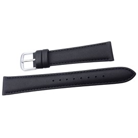 Seiko DX61A Smooth Leather Watch Band, 0.8 inches (20 mm), Black, Smooth