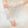 Cubahop Wedding Lace Crystal Gloves White Long Fingerless Gloves Handmade
