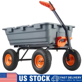 MERXENG 800 Lbs Poly Dump Cart, Heavy-Duty Utility Dump Wagon Garden Cart for Yard ,Farm