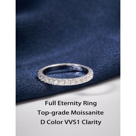 IMOLOVE Moissanite Wedding Band Wedding Rings for Women 925 Sterling Silver Rings with 18K White Gold Plated Eternity Stackable Engagement Ring Anniversary Band Size 4.5-ET