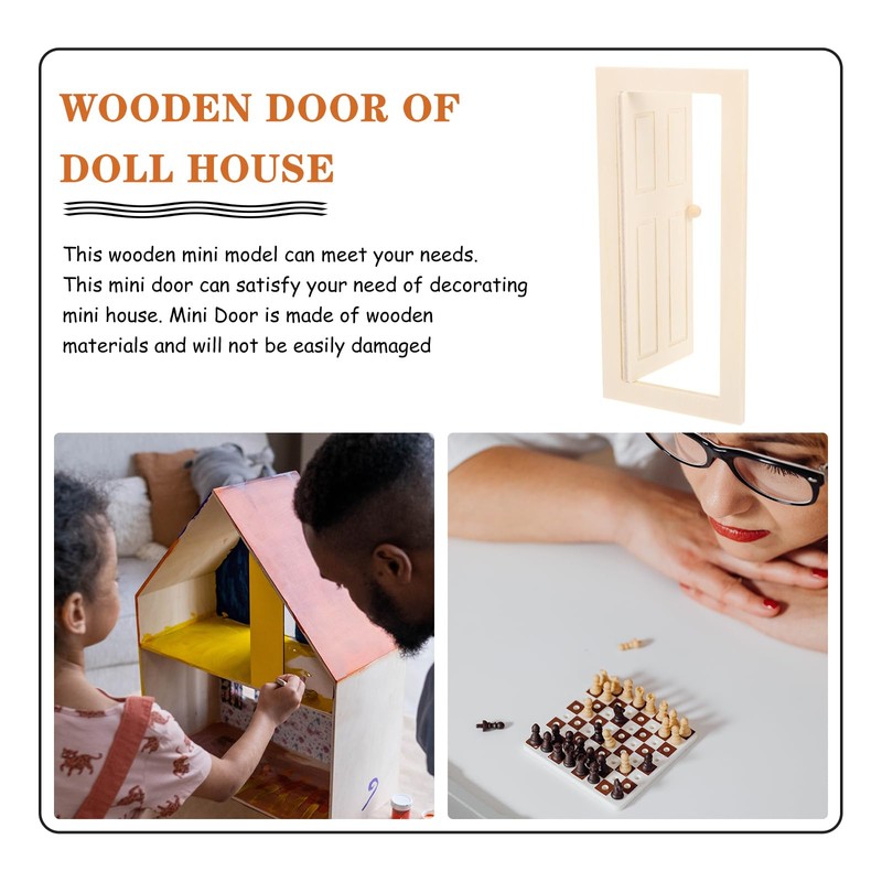 Lurrose Wooden Door Miniature Wooden Door Miniature Dollhouse Supplies Mini
