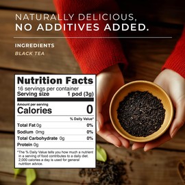 Gya Tea Co Caffeinated Classic Black Tea Pod (16 Count) - Smooth, Flavourful, Robust, Enjoy Hot or Iced