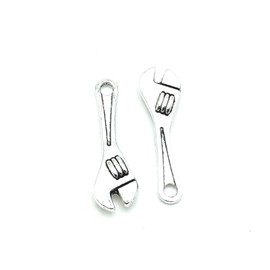 50pcs Antique Silver Wrench Tools Pendants Charms for Jewelry Making Crafting Jewelry Accessories Key Chain Bracelet Necklace Pendants 25 X 8mm (Ancient Silver)