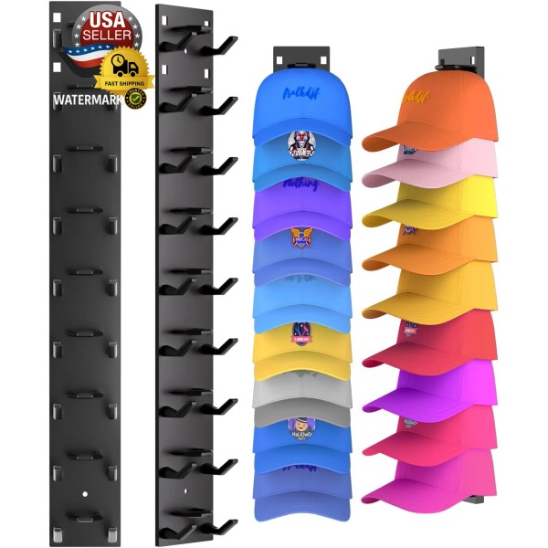 2 Pack Hat Organizer for Baseball Caps, Strong Adhesive Hat