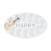 Mud Pie Happy Deviled Egg Tray Set, White, 13" x
