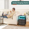 Yoobure Nightstand with Charging Station, LED Night Stand with Fabric
