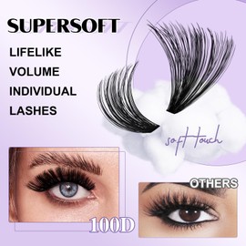 B&Q Lash Clusters 280PCS 100D Cluster Lashes Ultrasoft Eyelash Clusters For Beginners Diy Lash Extension Volume Individual Lashes Wispy Lash CLusters At Home（100D-D-10-18）