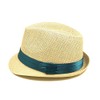 TrendsBlue Classic Natural Fedora Straw Hat, Teal Band