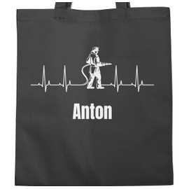 Baumwolltasche - Herzschlag Feuerwehrmann mit Name Geschenke für Feuerwehrmänner Weihnachten Feuerwehr Geschenke Freiwillige Feuerwehr I Jugendfeuerwehr - Unisize - Dunkelgrau