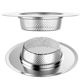 2 Pcs Sink Strainers for Kitchen Sink Stainless Steel Sink Drain Strainer Prevent Clogging Large Wide Rim Outer Diameter 4.5 Inch/11.3cm(Suitable for 2.76" to 3.94" Drain)