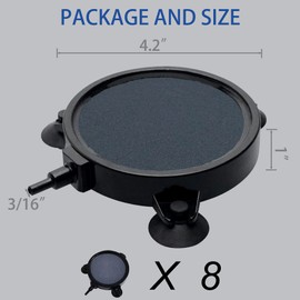 kathson 4.2-Inch Air Stone Disc Bubble Diffuser 8 PCS with Suction Cups Fish Tank Air Pump Round Dissolved Oxygen Airstone Decoration for Hydroponics Pond Aquarium Aquaponics