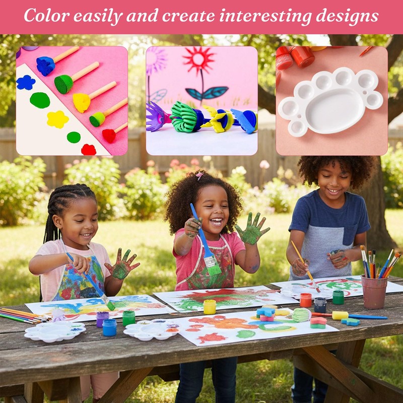 31Pcs Colorful Paint Brushes, Paint Brush Set Beginners, Creative Sponge