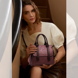 NICOLE & DORIS Women Top Handle Bag Vintage Shoulder Bag Ladies Handbags Designer Crossbody Bag PU Leather Work Bag Clutch Bag Medium Size Purple