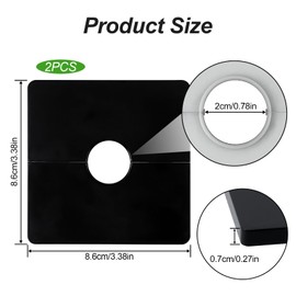 2PCS Shower Arm Flange, Plastic Square Escutcheon Plate Black Plates Self-Adhesive Plumbing Cover Plates for Covering Gaps Holes, for 20mm/0.78 Inch Diameter Pipe