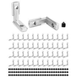 QWORK® T Slot T-Slot Aluminium Profile 2020 Groove 6 M5 Angle Angle 90° Zinc Alloy Nickel-Plated Inner Corner Connector Pack of 50
