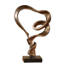 Touch of Class Lifes Journey Table Sculpture - Antique Gold - Love Statue Decor - Modern Decorative Sculptures for Desk, Bedside - Resin Abstract Heart Design - Ribbon-Like Representation