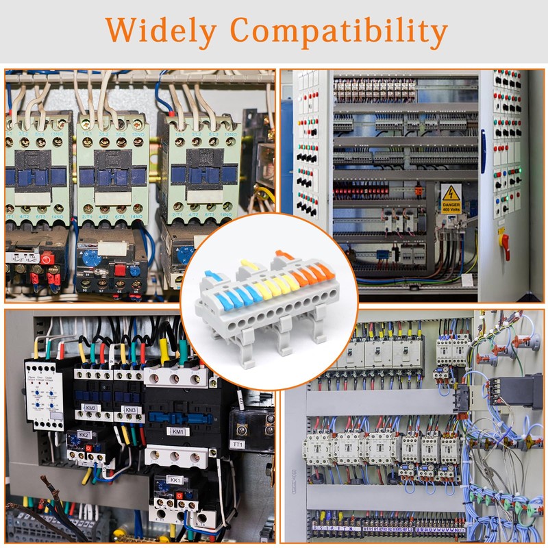 PHITUODA 4Pcs DIN Rail Terminal Blocks 28-12AWG Quick Wiring Cable
