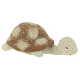GURU SHOP Felt Egg Cosy, Handmade Felt Decoration from Nepal, Felt Animal - Turtle, Beige, 6 x 17 x 8 cm, Kitchen Accessories, Other