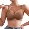 DEANGELMON Scalloped V Neck Wireless Bras for Women Seamless No