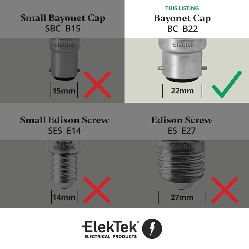 ElekTek Antique Brass B22 Batten 52mm Base BC Bayonet Cap