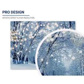 Allenjoy 8 x 6 FT Winter Forest Backdrop Wonderland Snowflake Photography Background Bokeh Glitter Snow Scene Christmas Party Decoration Tree Landscape Portrait for Photobooth Photo Studio