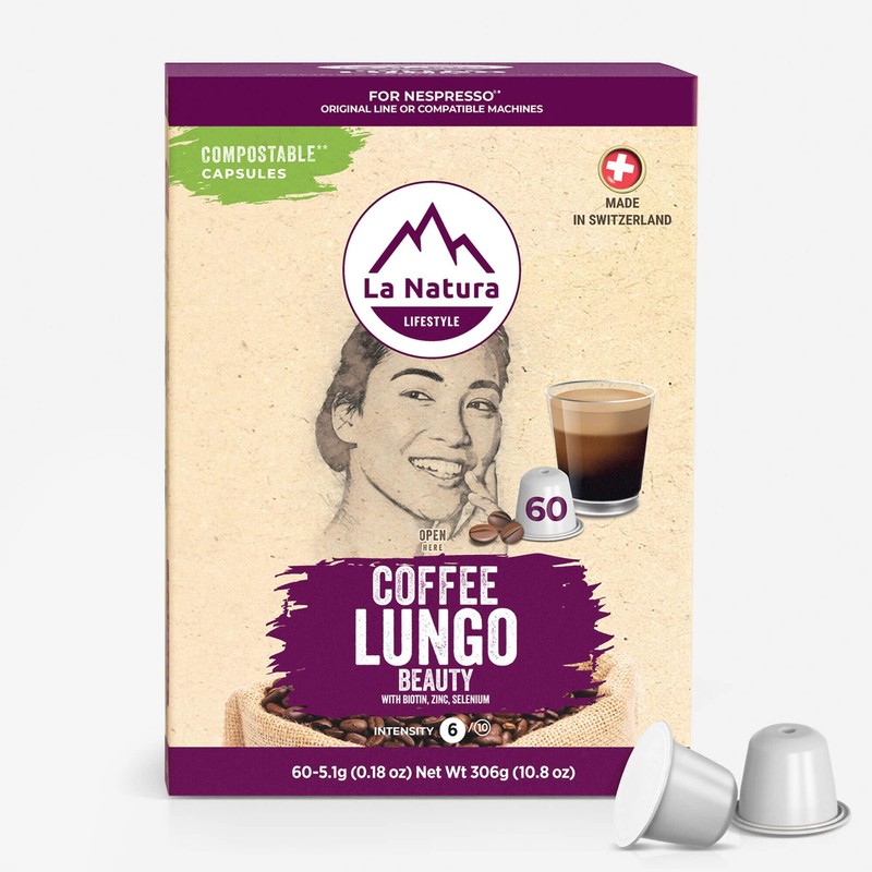 La Natura Lifestyle Beauty Coffee Pods - Lungo Roast European-Style