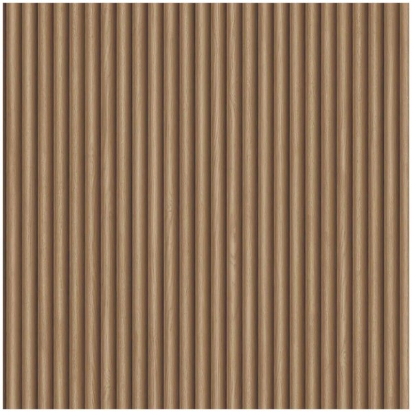 Ribbed Wood Effect Wallpaper – Dark Oak Fluted Panel Design