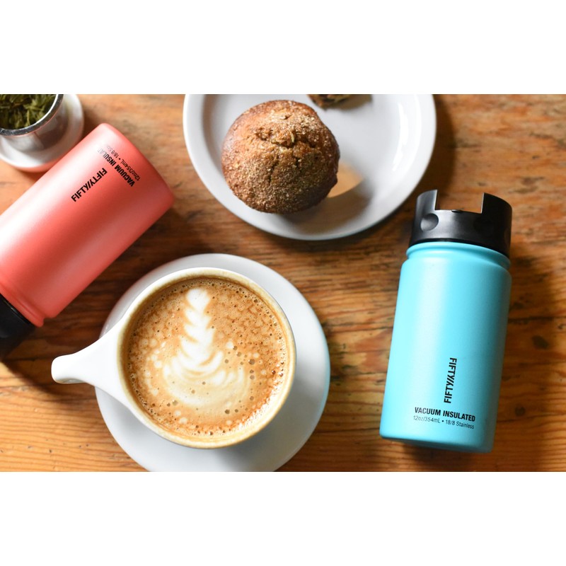 FIFTY/FIFTY 16oz, Double Wall Vacuum Insulated Café Water Bottle, Stainless