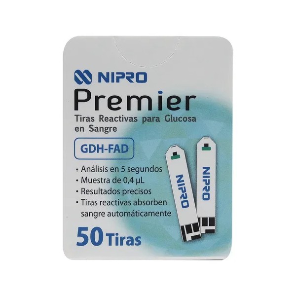 Nipro Premier Tiras Reactivas Para Glucosa 50 Piezas Color Blanco