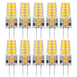 NQWKMZMDJ 10 Pack G4 LED Bulb 12V AC/DC 2.5W Equivalent 30W T3 Bi-Pin Base 3000K Warm White G4 Light Bulbs 300 Lumens 360°Beam Angle for Chandelier, Table lamp, Outdoor Landscape Lighting