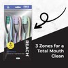 Reach Essentials Toothbrush with Toothbrush Caps, Multi-Zoned Angled Soft Bristles,