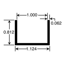 Outwater Satin Finish 1'' Inside Dimension Aluminum U-Channel 48'' Length (Pack of 3) Alu448-S C-Channel